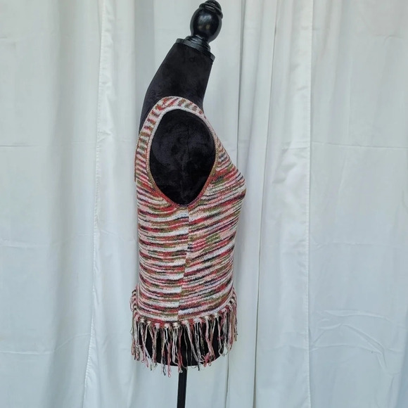 NWOT Rocks & Indigo Sweater Tank Top Sleveless Retro Fringe Multi Color XS - Picture 6 of 9